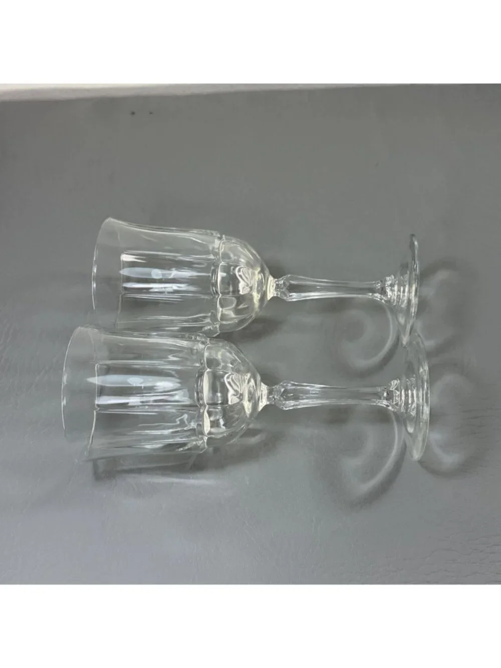 Arcoroc Bengale Crystal Water Goblets Set of 2 Paneled Stemware Vintage